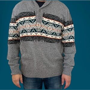 Vintage American Eagle XXL Gray Sweater Fair Isle Grandpa Oversized So Soft